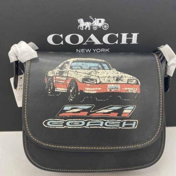 Coach Handbags - NWT Coach Leather Patricia 23 Black Saddle Bag With Car F22812 Leather Purse